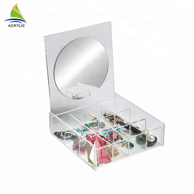 ชุดเครื่องประดับอคริลิคใสชุดเครื่องประดับแสดงชุดพร้อมกระจกเงาบริการ OEM