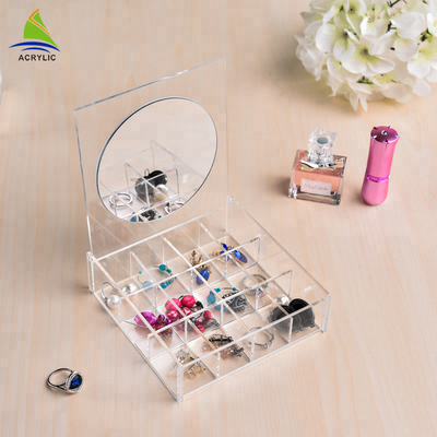 ชุดเครื่องประดับอคริลิคใสชุดเครื่องประดับแสดงชุดพร้อมกระจกเงาบริการ OEM