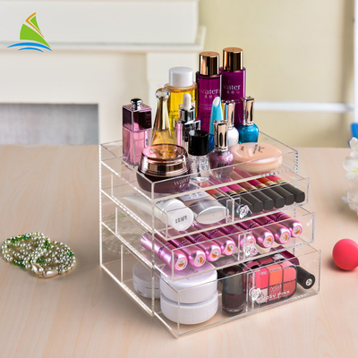 3 - ชั้นพลาสติก Acrylic แต่งหน้า Acrylic แต่งหน้า Stand ความแข็งสูง