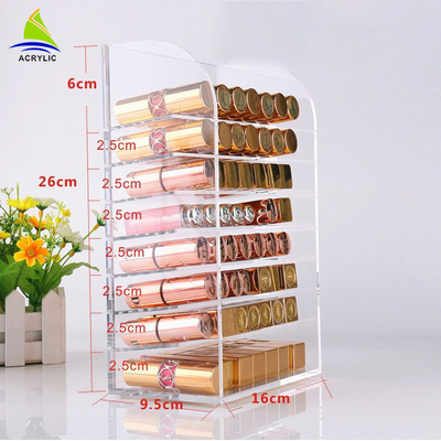 คริลิคลิปสติกแบบมืออาชีพ Acrylic Cosmetic Display ลิ้นชักลิ้นชัก