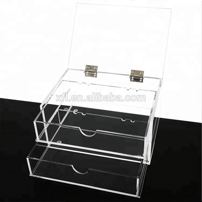 โรงงานที่กำหนดเองโปร่งใส 2 ชั้นจัด acrylic กรณีขนตามิงค์กล่อง