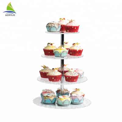 สแควร์ของหวาน Cupcake Tower ยืนเค้กอะคริลิคความแข็งและความเรียบสูง