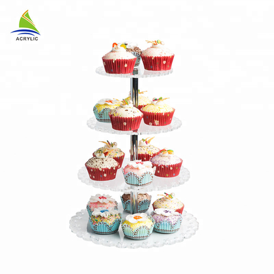 สแควร์ของหวาน Cupcake Tower ยืนเค้กอะคริลิคความแข็งและความเรียบสูง