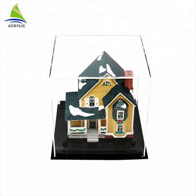 กล่องอคริลิคที่กำหนดเองรุ่นบ้านเดี่ยว Cube Silk Screen Printing