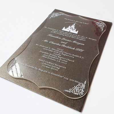 กรอบรูปอะคริลิคที่ชัดเจนอะคริลิบัตรเชิญงานแต่งงานสีดำ