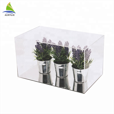 โชว์รูมอะคริลิคสแควร์โมเดิร์นแสดงกล่องเรียบคริลิคสำหรับ houseplant Box