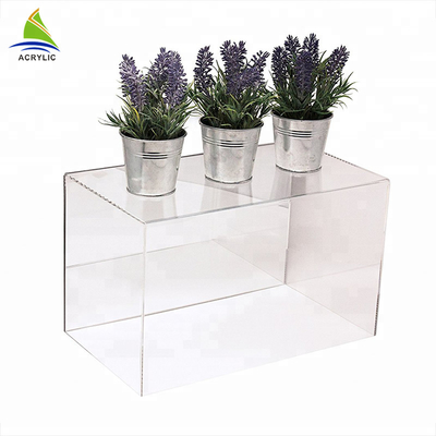โชว์รูมอะคริลิคสแควร์โมเดิร์นแสดงกล่องเรียบคริลิคสำหรับ houseplant Box