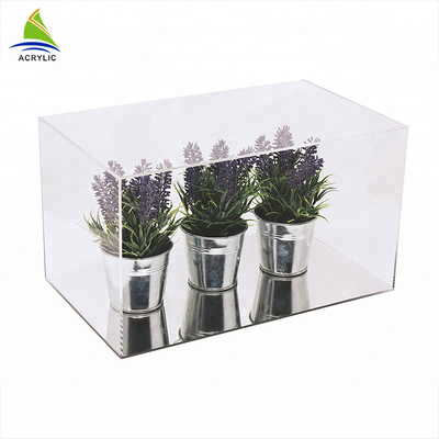 โชว์รูมอะคริลิคสแควร์โมเดิร์นแสดงกล่องเรียบคริลิคสำหรับ houseplant Box
