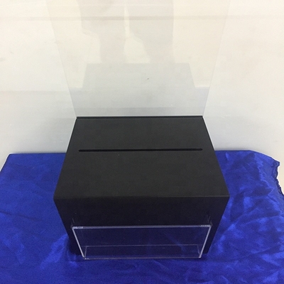 กล่องแสดงอะครีลิคล็อค Frosty สีดำ / กล่องบริจาค Perspex พร้อมที่ใส่สัญลักษณ์
