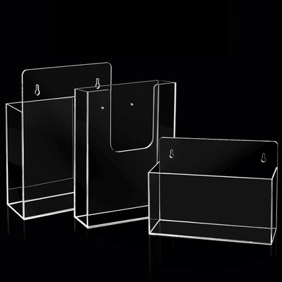 ผู้ถือโบรชัวร์ OEM อะคริลิคติดผนังพลาสติก 1/3 A4 A4 ที่ใส่แผ่นพับ