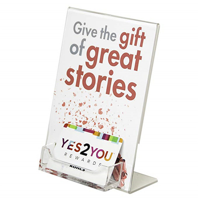 5 &quot;X 7&quot; Lucite ลูกแก้วคริลิคเป๋แทรกผู้ถือป้ายที่มีกระเป๋านามบัตร