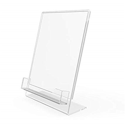 5 &quot;X 7&quot; Lucite ลูกแก้วคริลิคเป๋แทรกผู้ถือป้ายที่มีกระเป๋านามบัตร