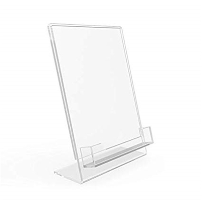 5 &quot;X 7&quot; Lucite ลูกแก้วคริลิคเป๋แทรกผู้ถือป้ายที่มีกระเป๋านามบัตร