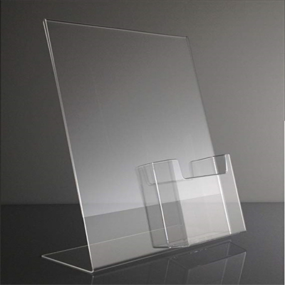 Acrylic Slant Back Insert Holder Sign Holder 8.5 X 11 นิ้วพร้อมโบรชัวร์โบรชัวร์