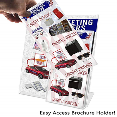 Acrylic Slant Back Insert Holder Sign Holder 8.5 X 11 นิ้วพร้อมโบรชัวร์โบรชัวร์