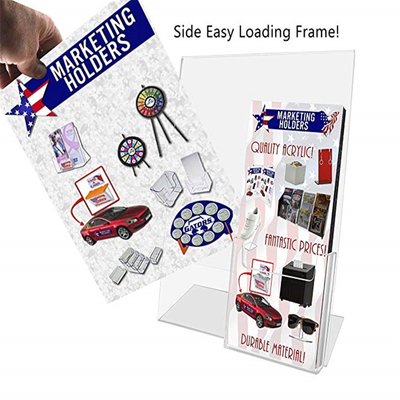 Acrylic Slant Back Insert Holder Sign Holder 8.5 X 11 นิ้วพร้อมโบรชัวร์โบรชัวร์