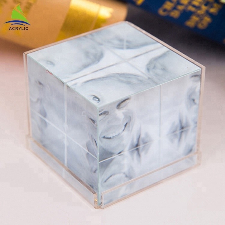 ล้างกรอบรูปกรอบรูปอะคริลิคจำนวน 6 แผ่น Cube ขนาดที่กำหนดเองพิมพ์ซิลค์สกรีน